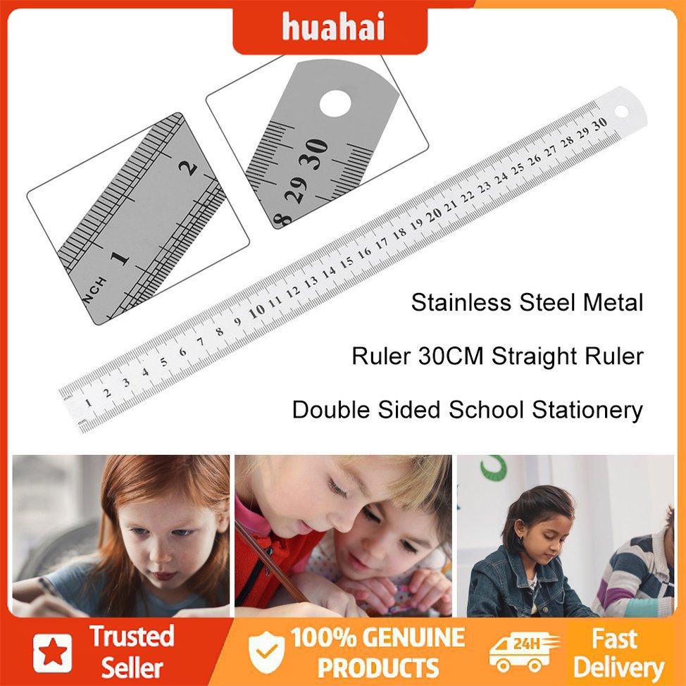 Thước kim loại bằng thép không gỉ Thước thẳng 30CM Văn phòng phẩm trường học hai mặt