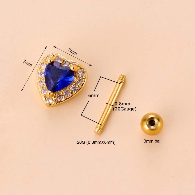 1 Khuyên Tai Hình Trái Tim Bằng Thép Không Gỉ 20G