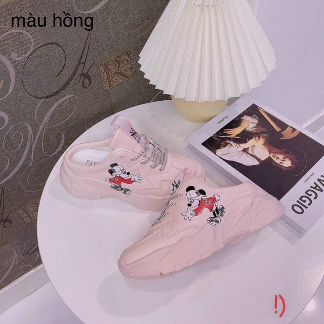 FREESHIP Giày thể thaonữ, sục thể thao đế cao in hình micky cao cấp M01 | BigBuy360 - bigbuy360.vn