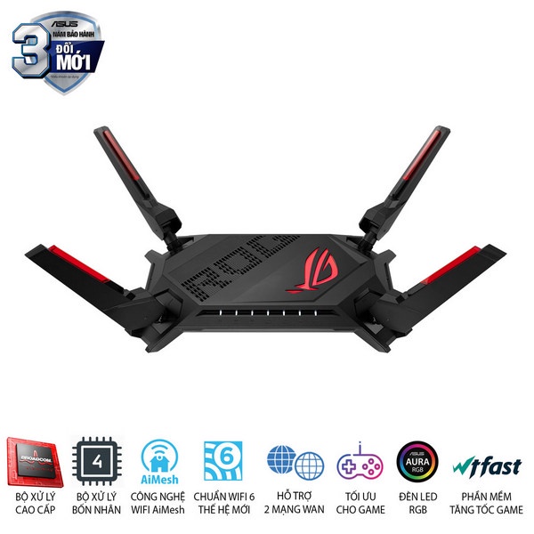 Bộ phát wifi 6 Asus ROG Rapture GT-AX6000 AiMesh Gaming AX6000Mbps (Chính Hãng Asus Việt Nam)