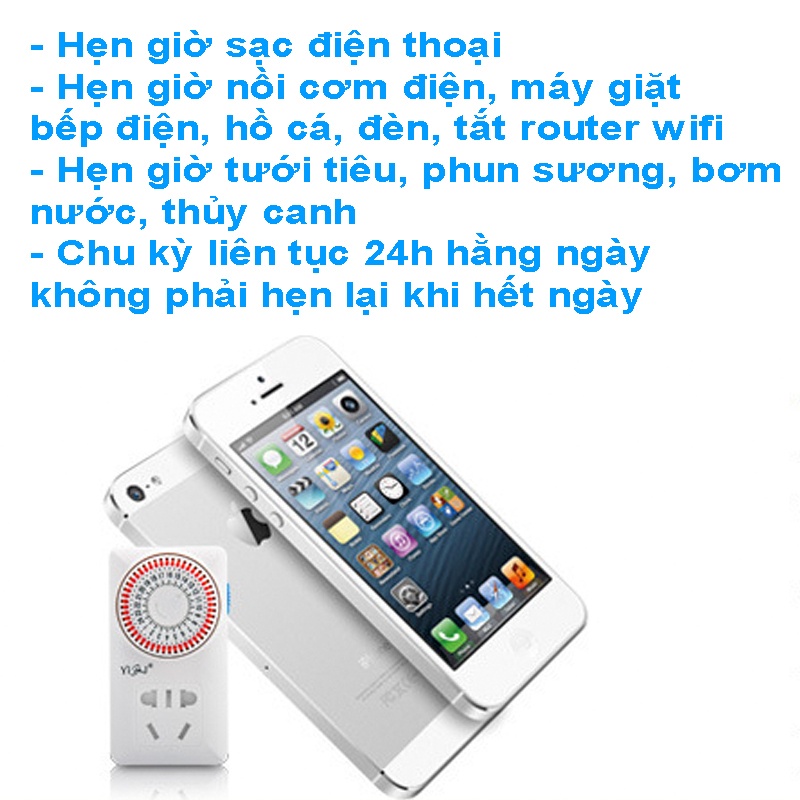 Ổ Cắm Hẹn giờ Chỉnh Cơ 2500W Siêu bền TW960 Lên lịch cho công tắc hẹn giờ để tự động ngắt ổ cắm điện