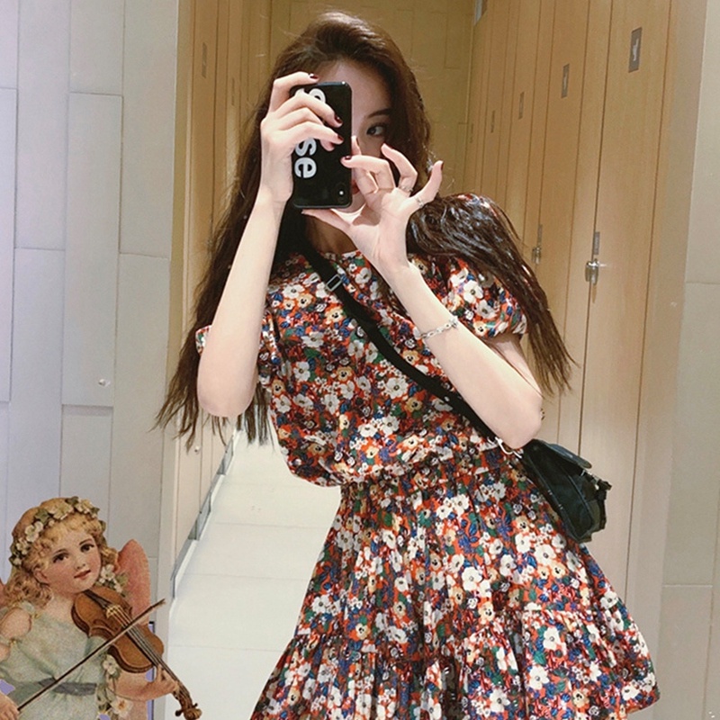 Đầm PERTY họa tiết hoa phong cách Hàn Quốc thời trang mùa hè xinh xắn dành cho nữ