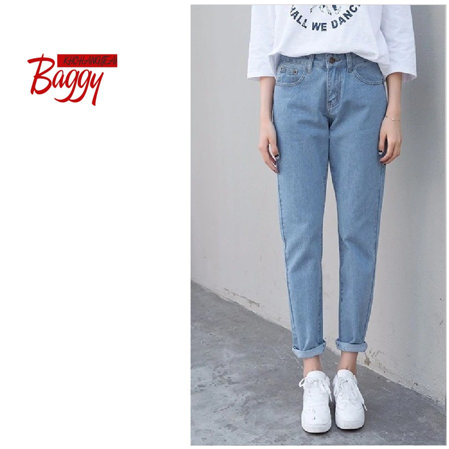 [Size 40-52kg] Quần Baggy Trơn Xanh Nhạt, Đứng Form, Lưng Cao Trên Rốn, Chuẩn Form Baggy