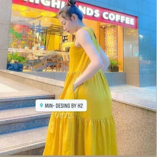 Váy suông nữ babydoll dáng xòe 3 tầng vải đũi dáng dài miên man | BigBuy360 - bigbuy360.vn