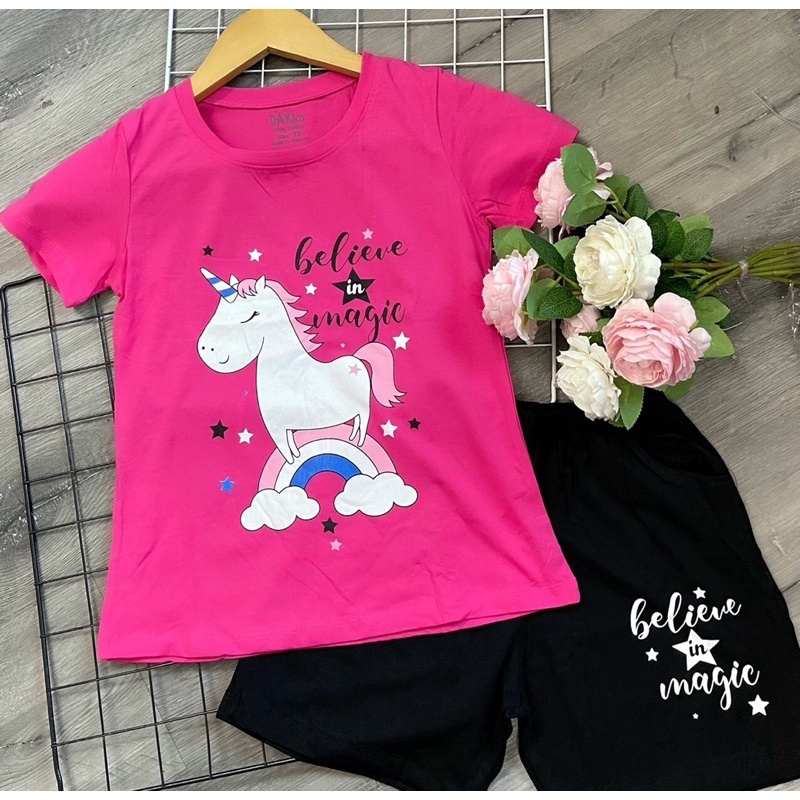 {23-35kg} Bộ cotton cộc tay bé gái size đại loại đẹp (hàng bán shop, 100% cotton)