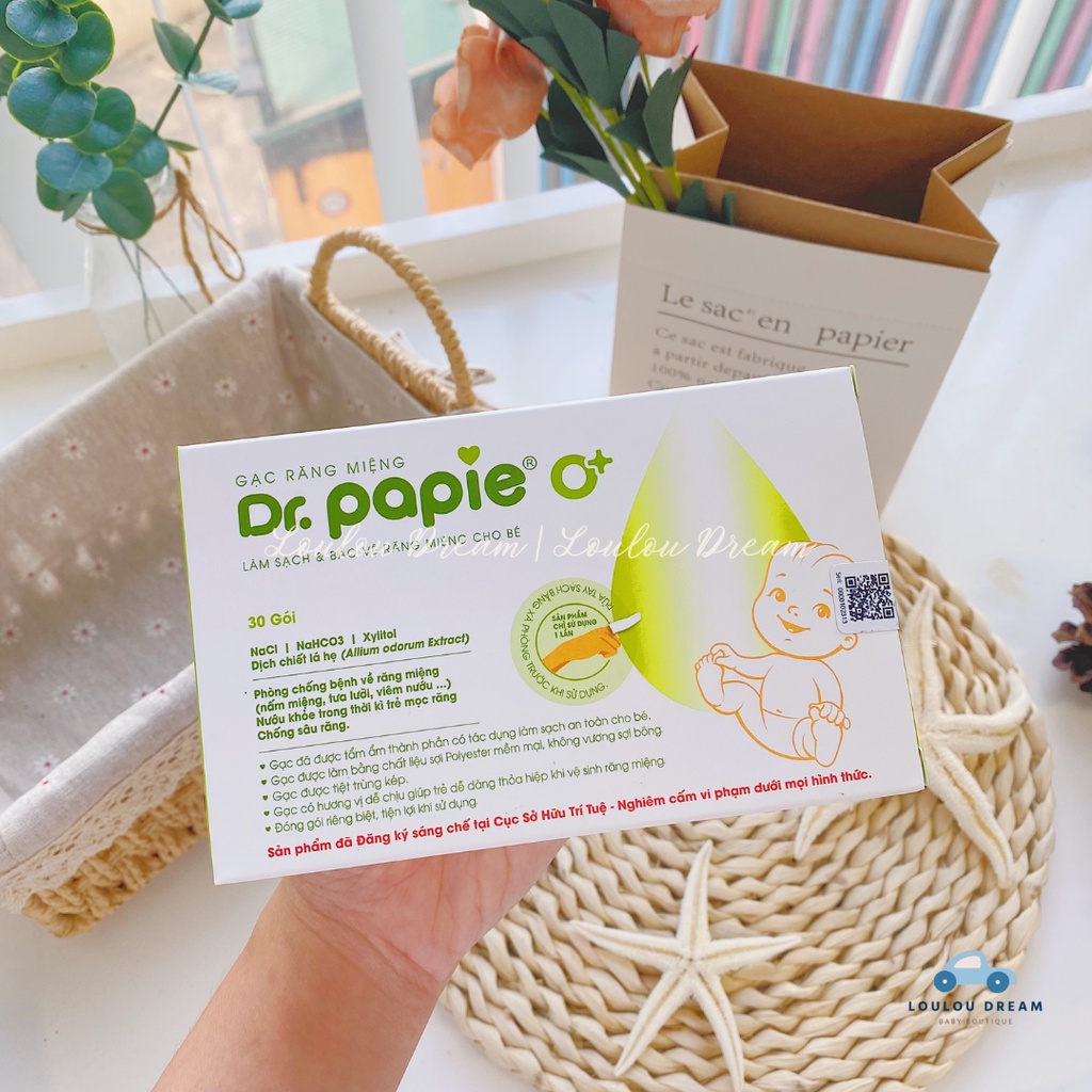 Gạc rơ lưỡi Dr Papie vệ sinh răng miệng cho bé lẻ 4 gói