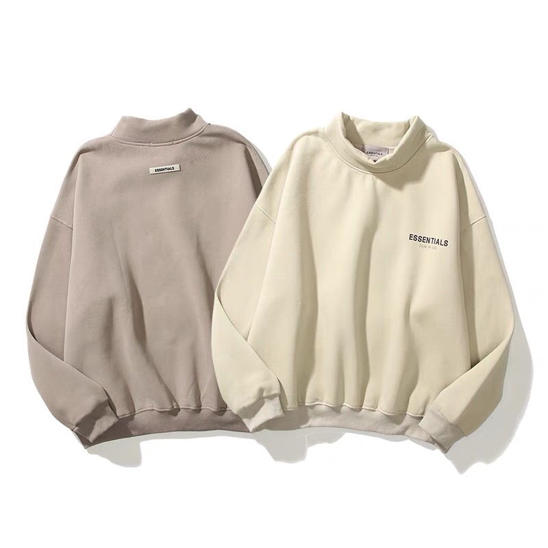 Áo sweater cổ cao ESENTIALS nam nư chất nỉ mềm mịn form rộng chính hãng