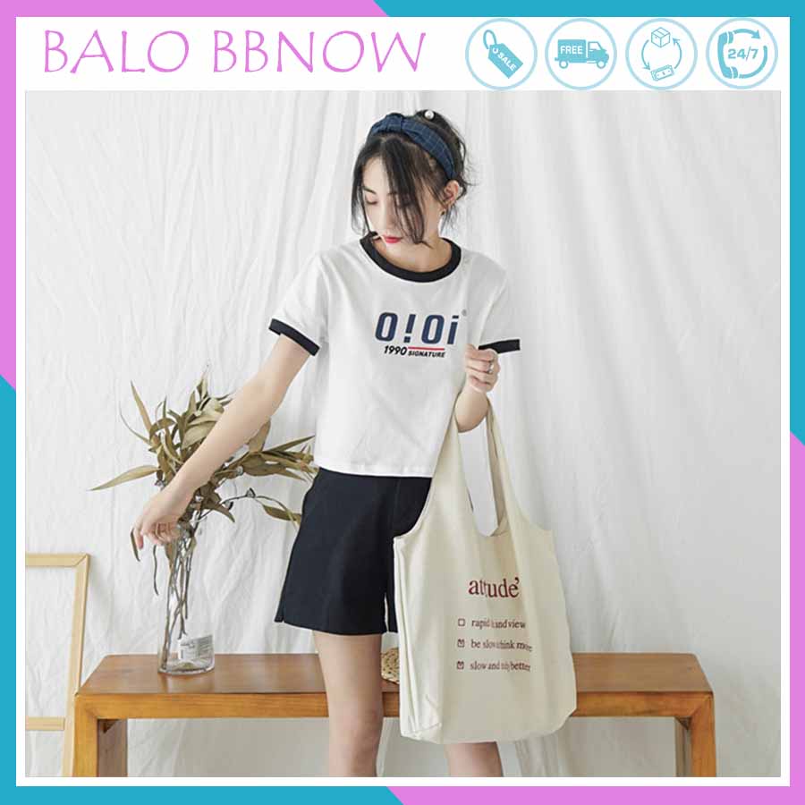 Túi tote vải canvas giá rẻ thời trang đi học BBNOW TT1