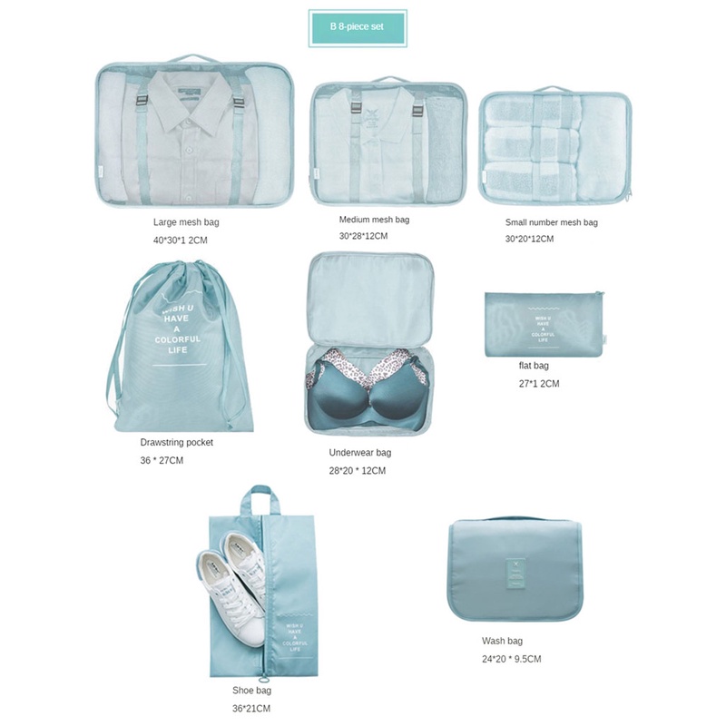 Set 8 Túi Đựng Đồ Du Lịch Tiện Lợi