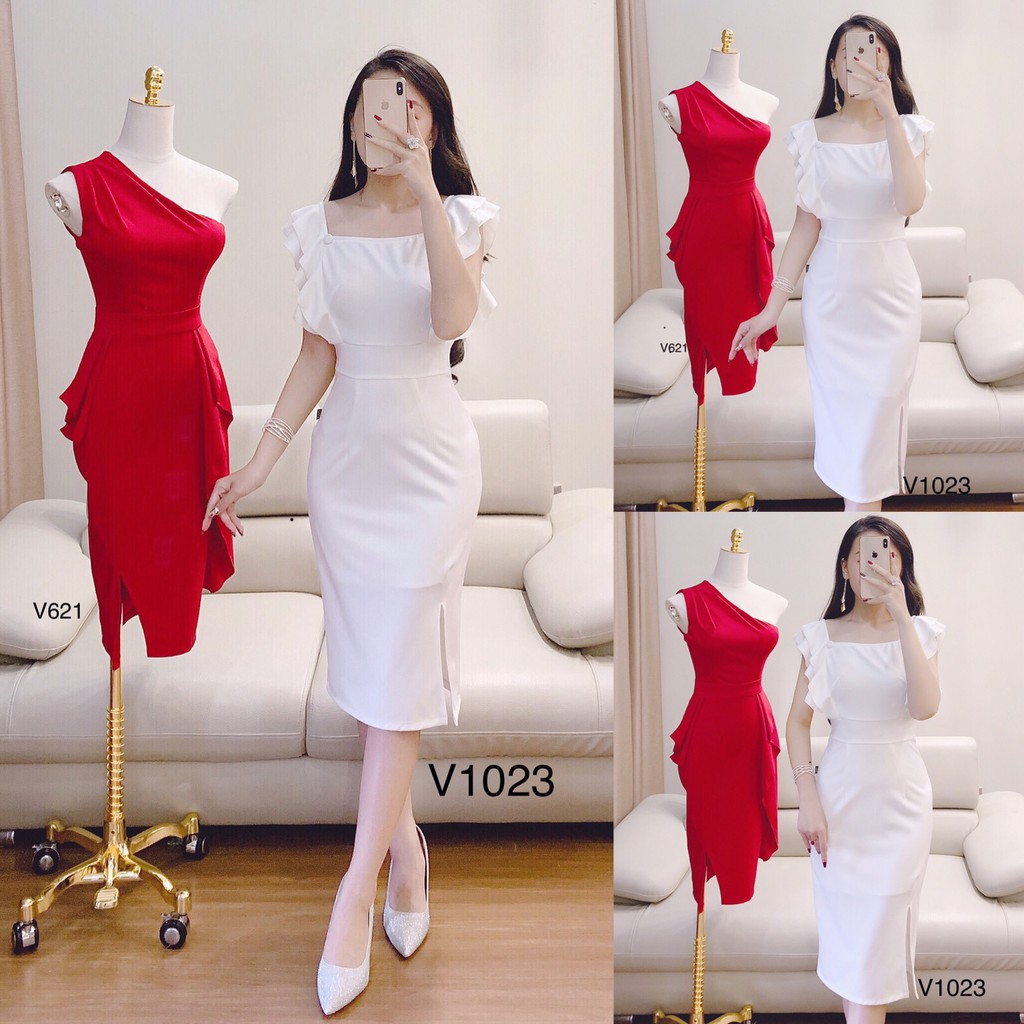 [ xả kho ] MiD Váy đầm suông trắng V1023 Mie Design ảnh thật