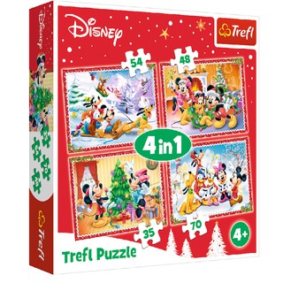Tranh ghép hình 4 trong 1 (35/48/54/70 mảnh) Chủ đề Giáng sinh Christmas time chính hãng Trefl 34325