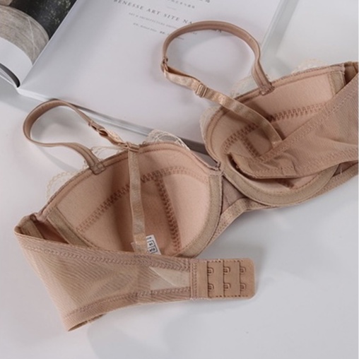 Bộ đồ lót W268 nữ cup ngang có gọng mút mỏng nâng ngực tự nhiên phối ren | BigBuy360 - bigbuy360.vn