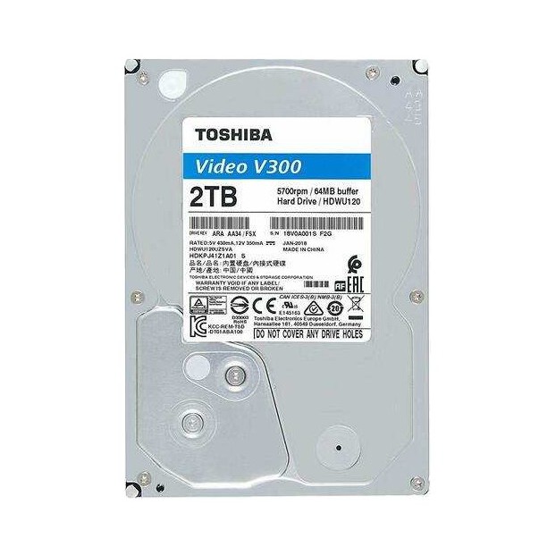 Ổ cứng HDD Toshiba 1Tb 2Tb VideoStream V300 series (64MB) 5700rpm SATA3 HDWU120UZSVA - Hàng Chính Hãng