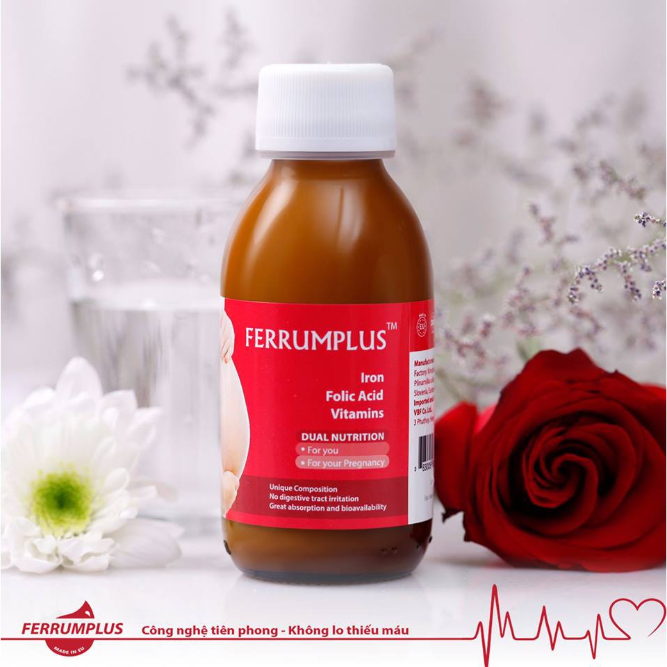 Siro sắt Ferrumplus 120 ml (Chính hãng) - Bổ sung Sắt cho mọi đối tượng, không tanh, không táo bón