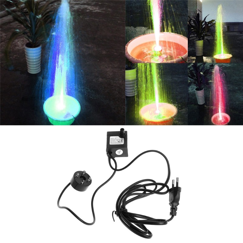 Máy bơm thác nước có đèn LED trang trí hồ cá AC 220v 3W