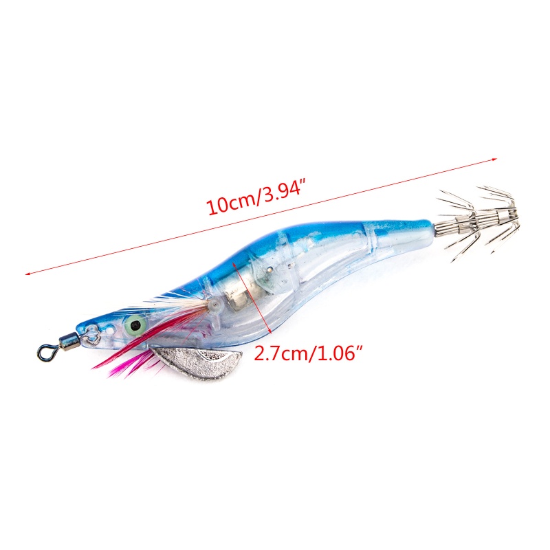 Mồi câu cá giả hình con tôm mực có đèn LED phát sáng