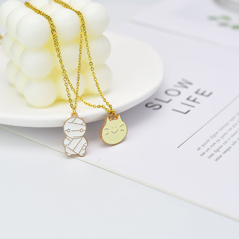 XiaoboACC Dây Chuyền Mặt Hình Mèo Và Xác Ướp Phong Cách Hàn Quốc