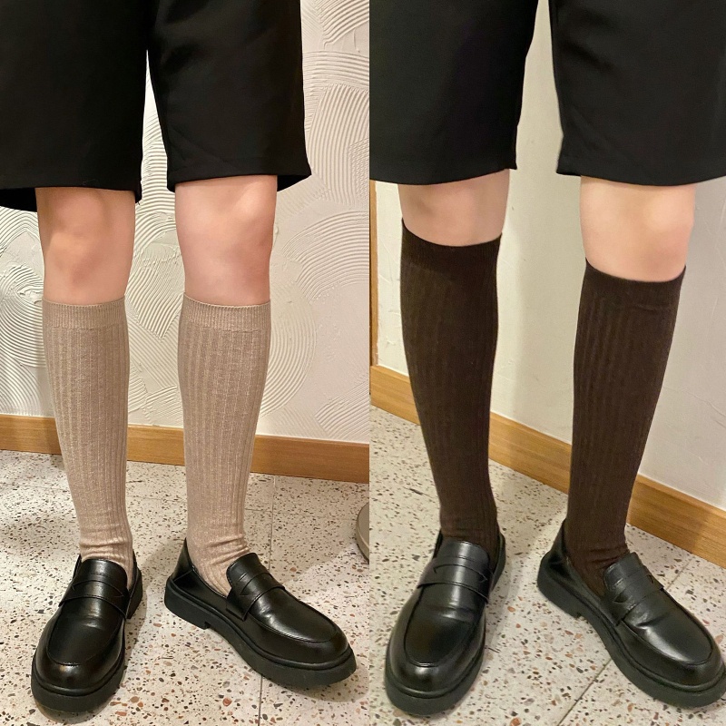 1 Đôi Tất Chân Cotton Màu Trơn Thời Trang Cho Nữ