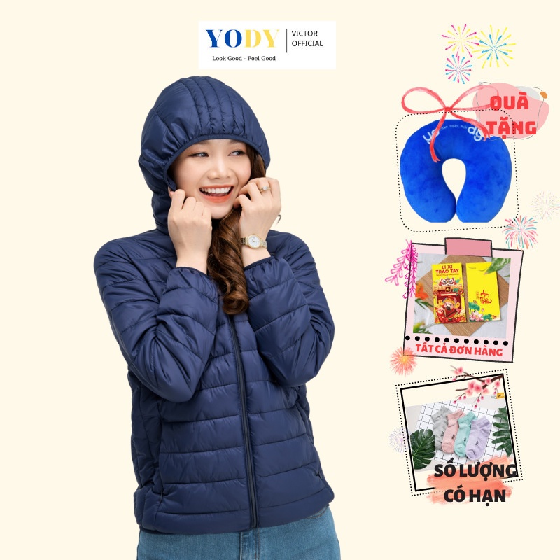 Áo Phao Nữ YODY Có Mũ Dáng Ngắn, Áo Khoác Siêu Nhẹ Chính Hãng Phong Cách Hàn Quốc PHN4000