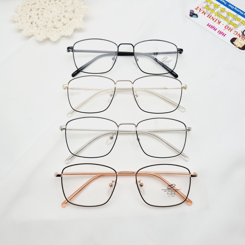 Gọng kính cận nam nữ Hainam Eyewear kim loại, mắt vuông, nhiều màu Y8818