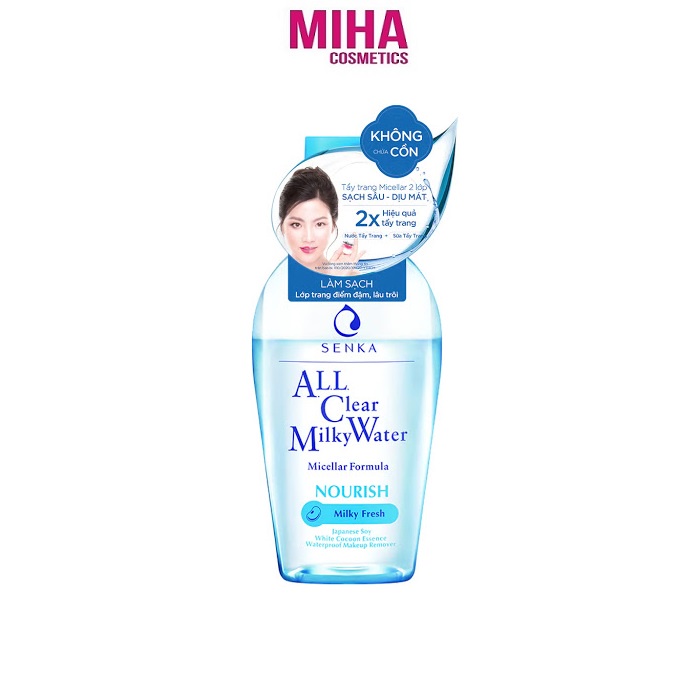 Nước Tẩy Trang 2 Lớp Sạch Sâu Và Dịu Mát SENKA All Clear Milky Water Nourish 230ml Nhật Bản