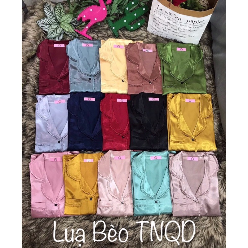 ( Freesize Lụa ) Đồ Bộ Pijama Lụa Đồ Bộ Nữ Đồ Bộ Mặc Nhà Đồ Bộ Tay Ngắn Quần Dài (From 40kg đến 60kg)