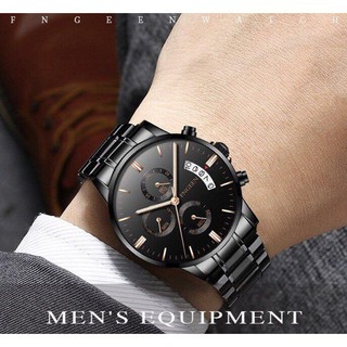 Đồng Hồ Nam FNGEEN JAPAN Lịch Ngày Phiên Bản Doanh Nhân Dây Thép Không Gỉ Cao Cấp