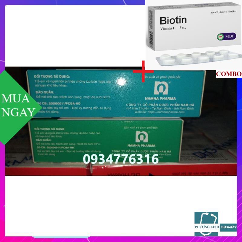 Combo Biotin 5mg+ Naphar lux gel thụt chống táo bón cho bé và người lớn