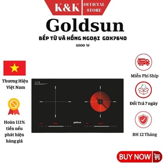 Bếp từ đôi kết hợp hồng ngoại Goldsun GDX7640 – Không kén nồi , Kiểu dáng hiện đại – Bảo hành 24 tháng