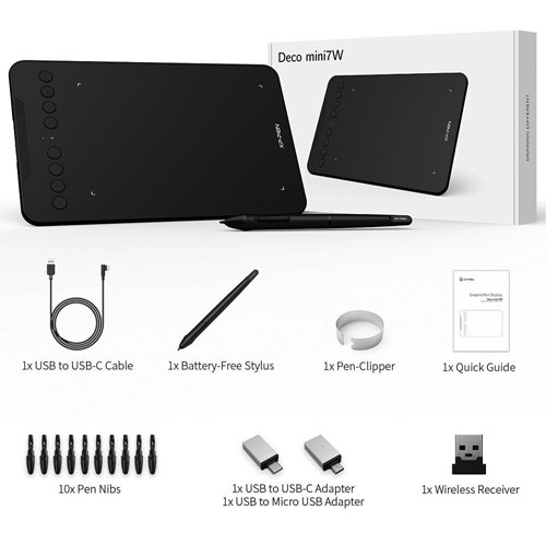Bảng vẽ điện tử XP-PEN Deco Mini7w Android wireless hỗ trợ cảm ứng nghiêng - hàng chính hãng