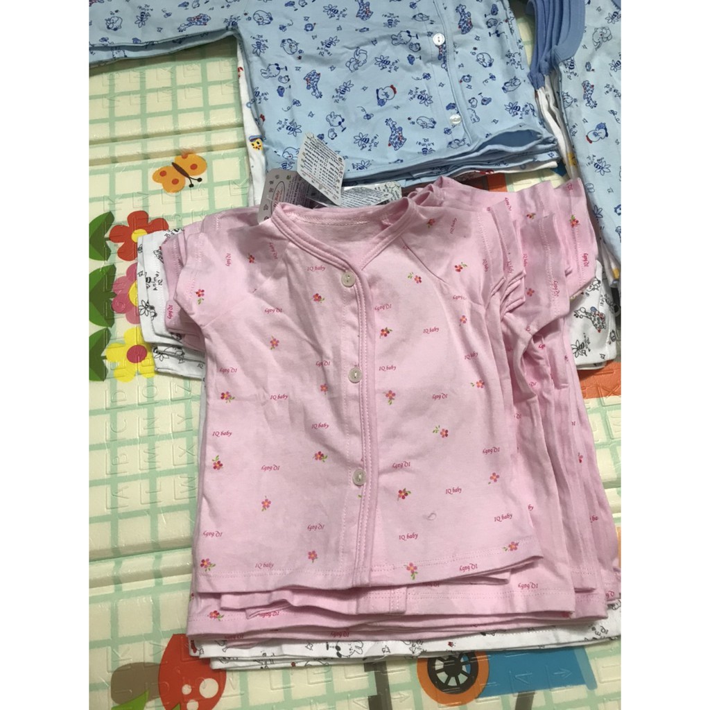 Áo sơ sinh IQ Baby tay ngắn bé gái 0-24m