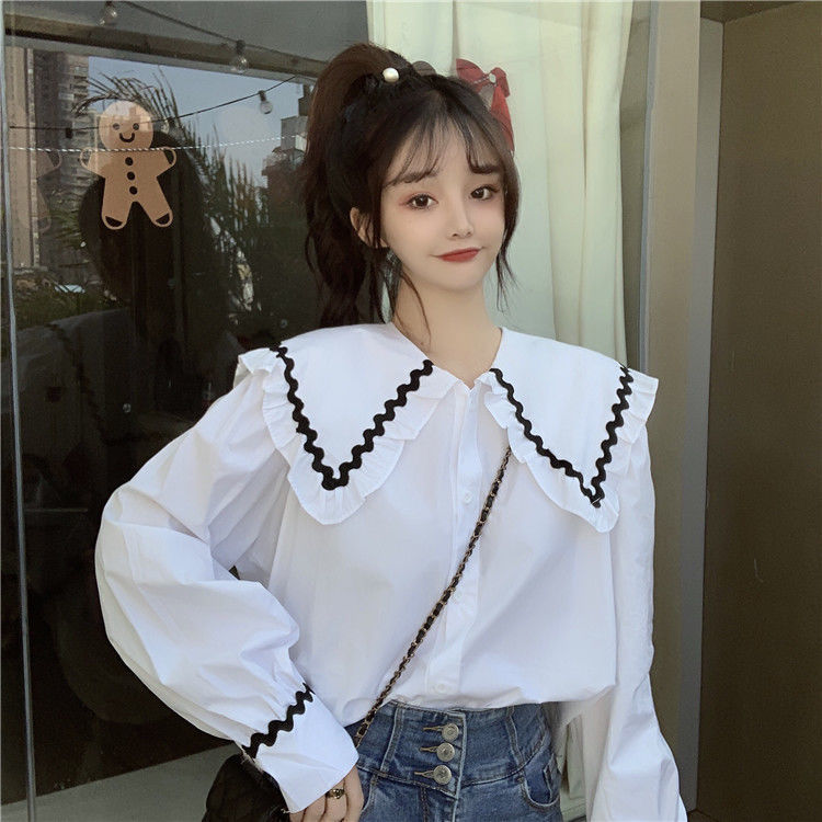 Áo Sơ Mi Tay Dài Dáng Rộng Xinh Xắn Kiểu Hàn Quốc