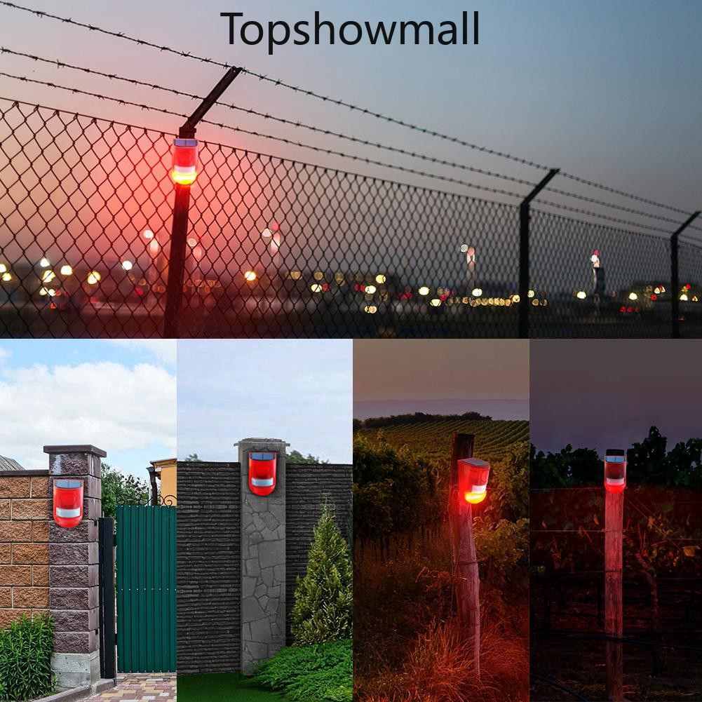 [Topshowmall]  6 đèn LED cảnh báo năng lượng mặt trời không thấm nước