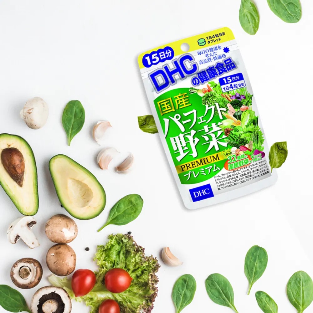 Combo Viên uống DHC Giảm Mụn Nóng Trong, Sáng Da 30 Ngày (Rau củ 120v/gói và Vitamin C 60v/gói)