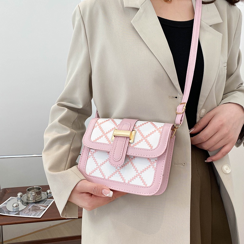 IELGY Túi Đeo Vai Hình Vuông Màu Trơn Phối Dây Xích Thời Trang Cho Nữ