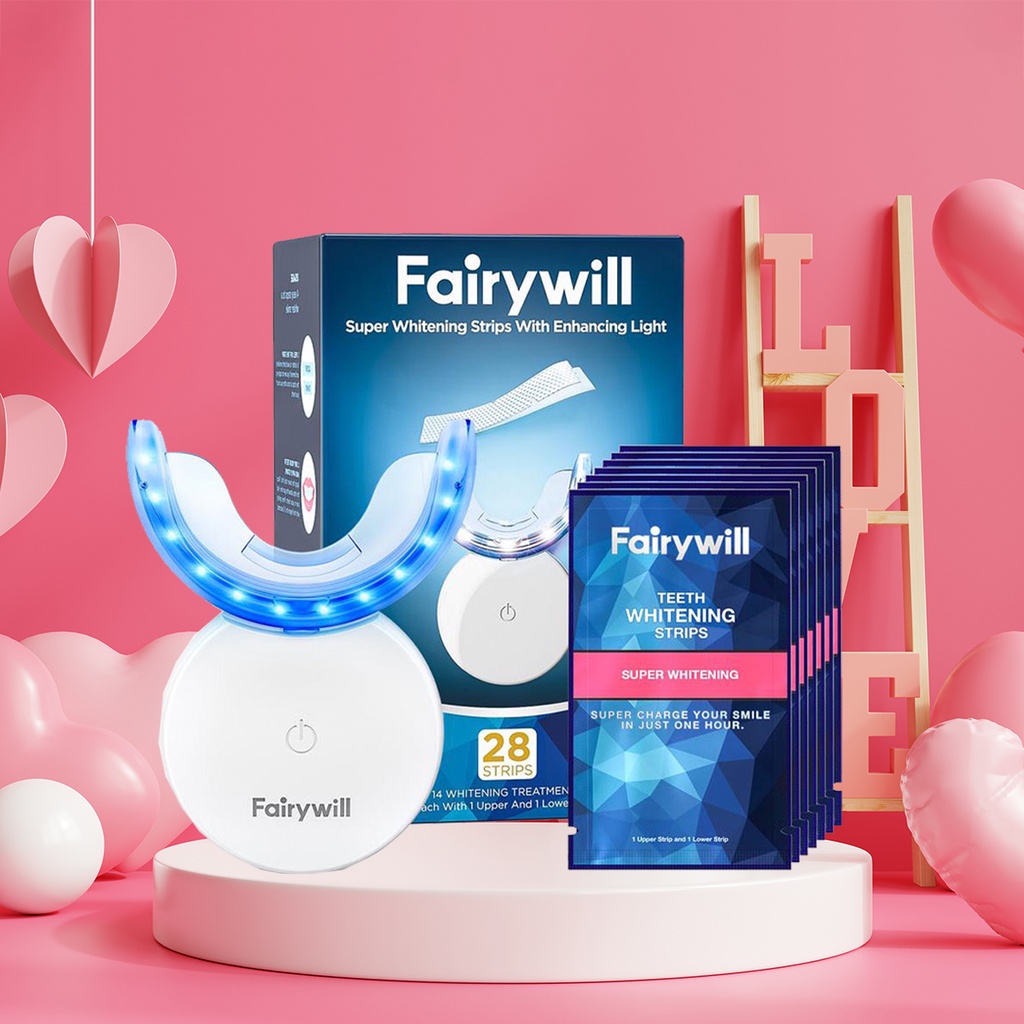 Bộ kit Tẩy trắng răng tại nhà + Đèn LED tẩy trắng Fairywill FW-106 - Tẩy trắng chuẩn Mỹ [Hiệu quả ngay sau 2 tuần]