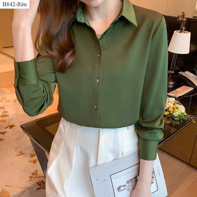 B842 Áo sơ mi công sở nữ Lụa form basic LAMO