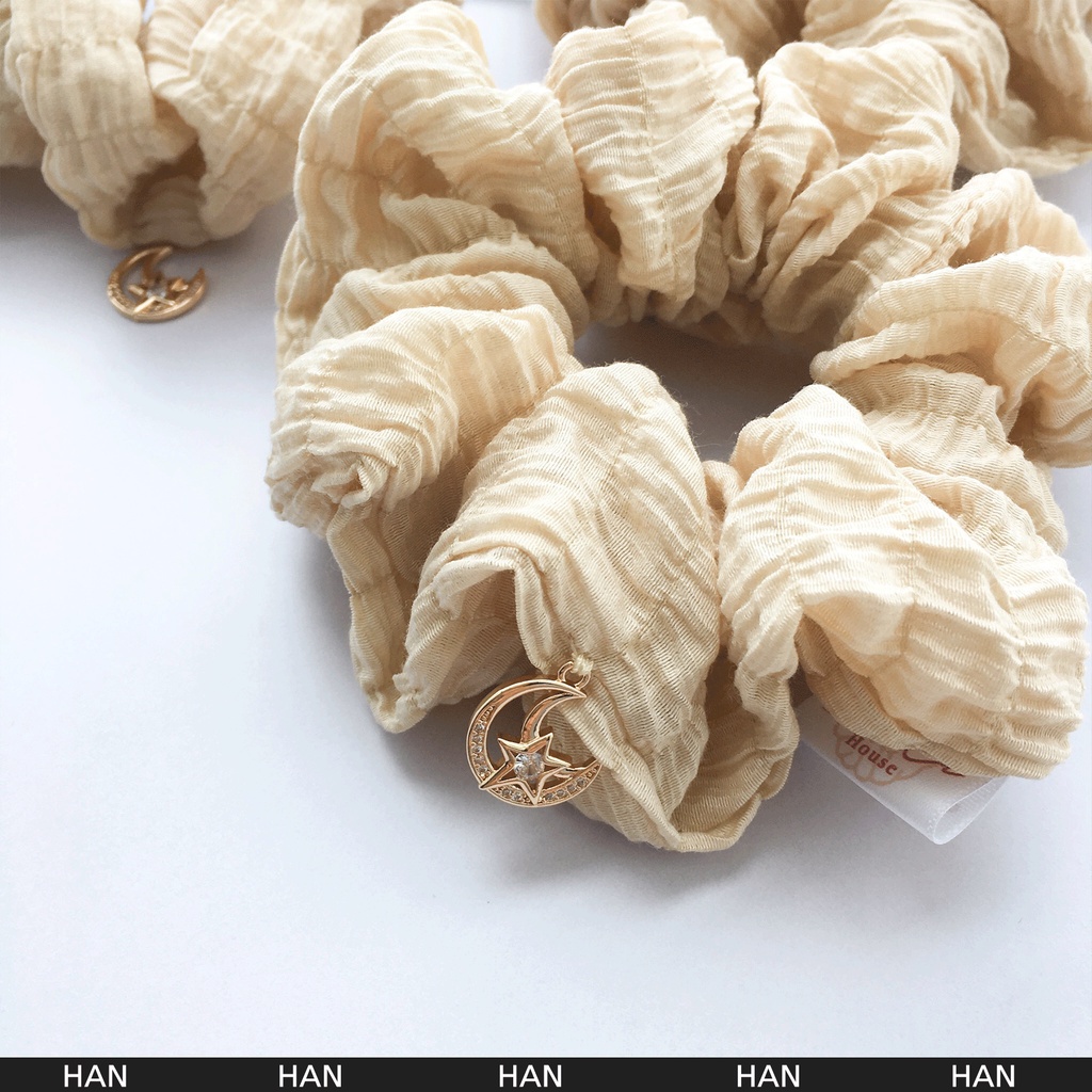HAN - Dây chun buộc tóc Linen nhăn Scrunchies Handmade