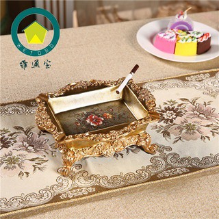 Gạt tàn sứ vuông màu vàng