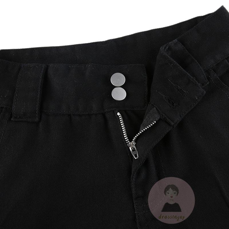 Quần Jeans Lưng Cao Dáng Rộng Màu Sắc Trơn Phong Cách Hip Hop Cho Nữ