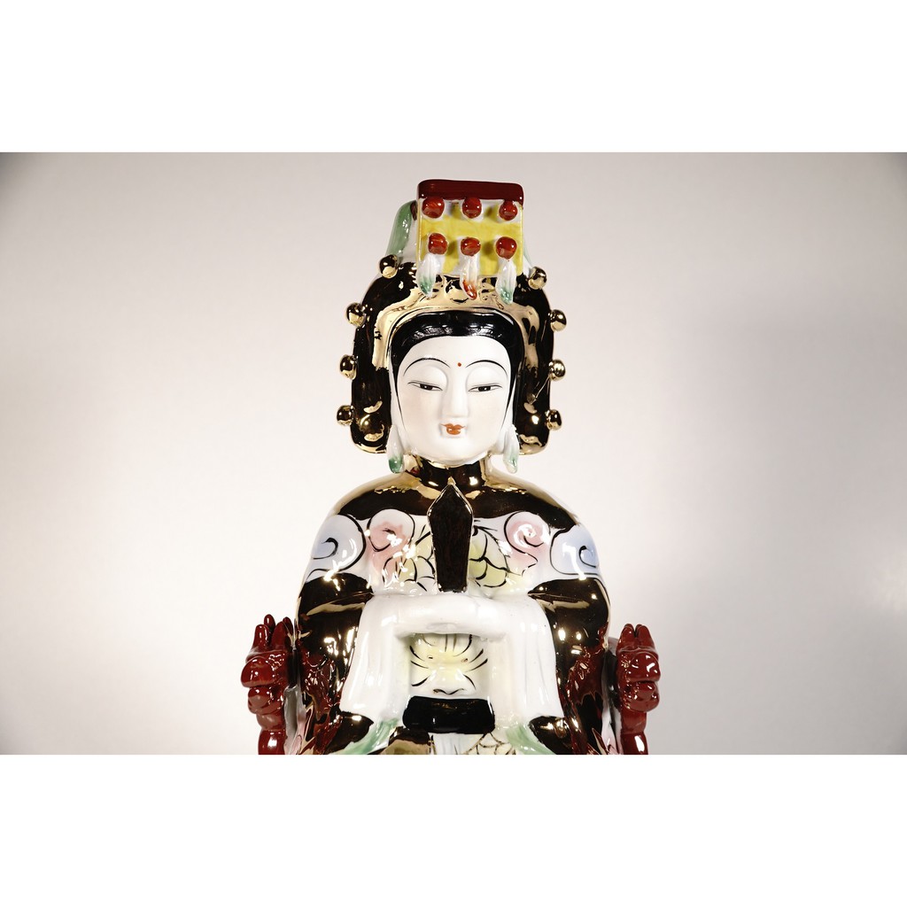 Tượng Thiên Hậu Thánh Mẫu Bà Thiên hậu ngồi gốm sứ sắc màu đẹp - Cao 30cm