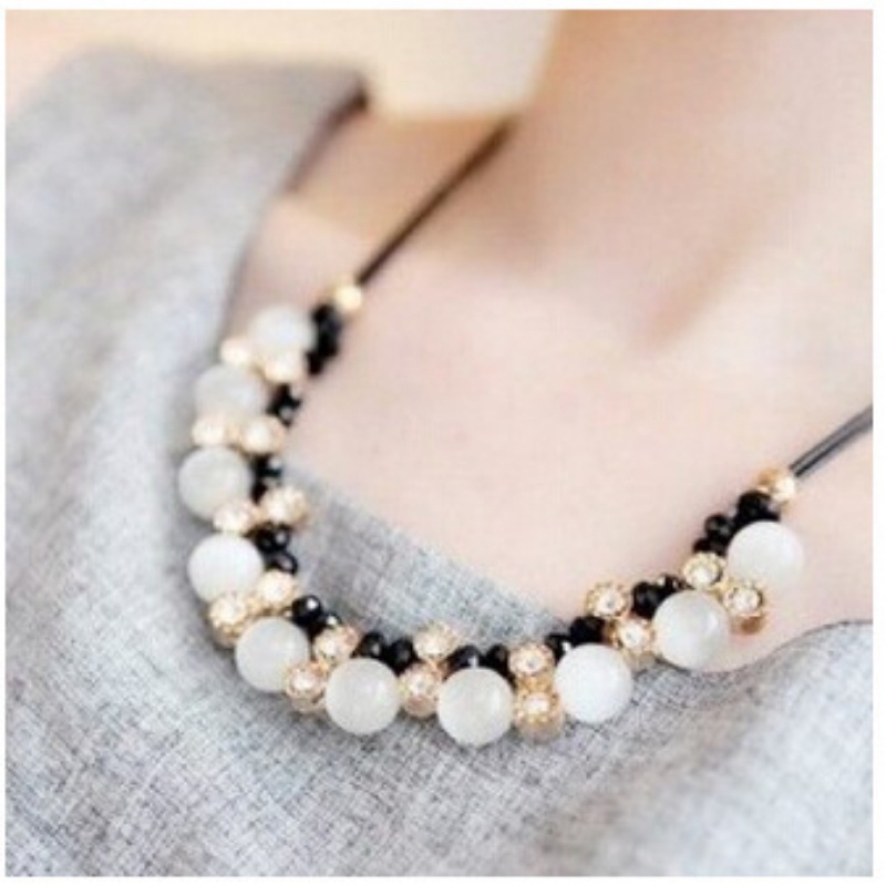 Vòng cổ mặt đá opal tròn thời trang cho nữ