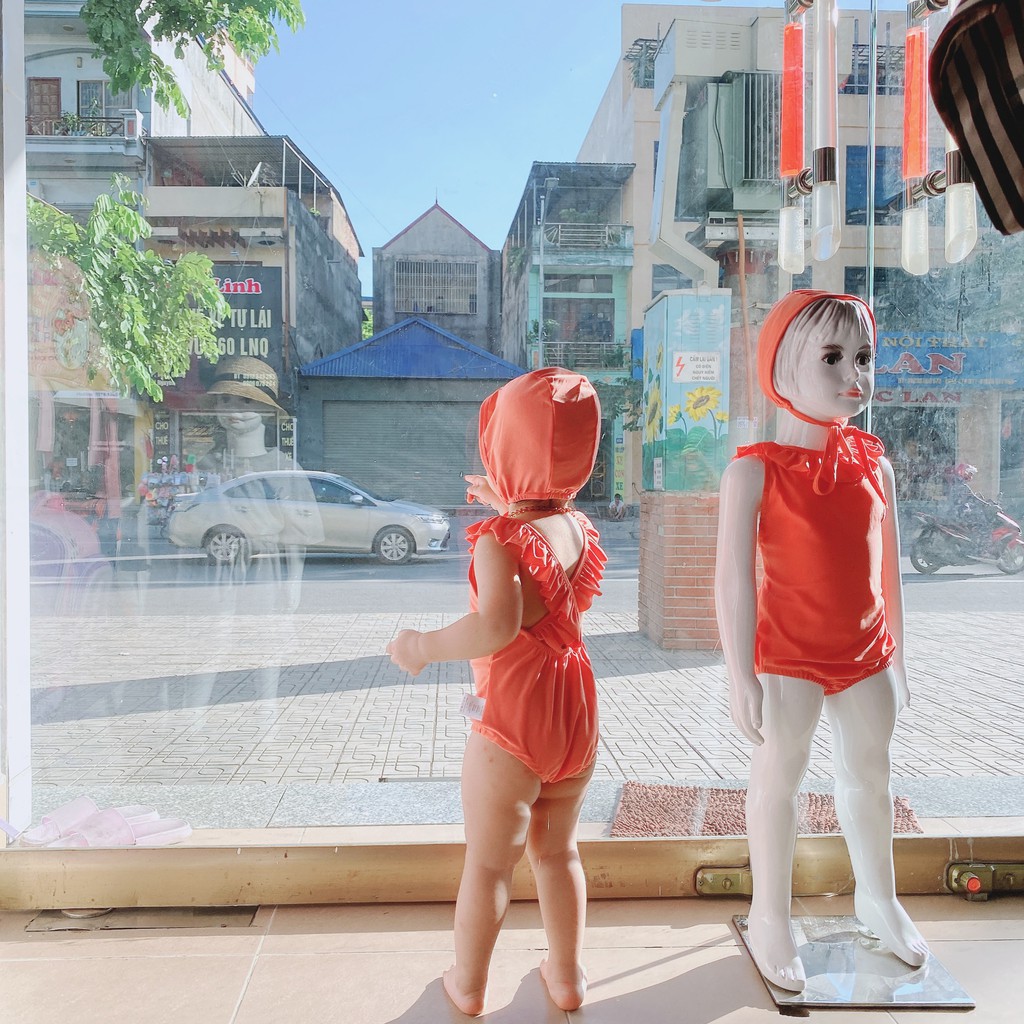 Bikini cho bé - Đồ bơi hai mảnh cho bé gái kiểu hai dây hở lưng thời trang mùa hè Cam baby store.