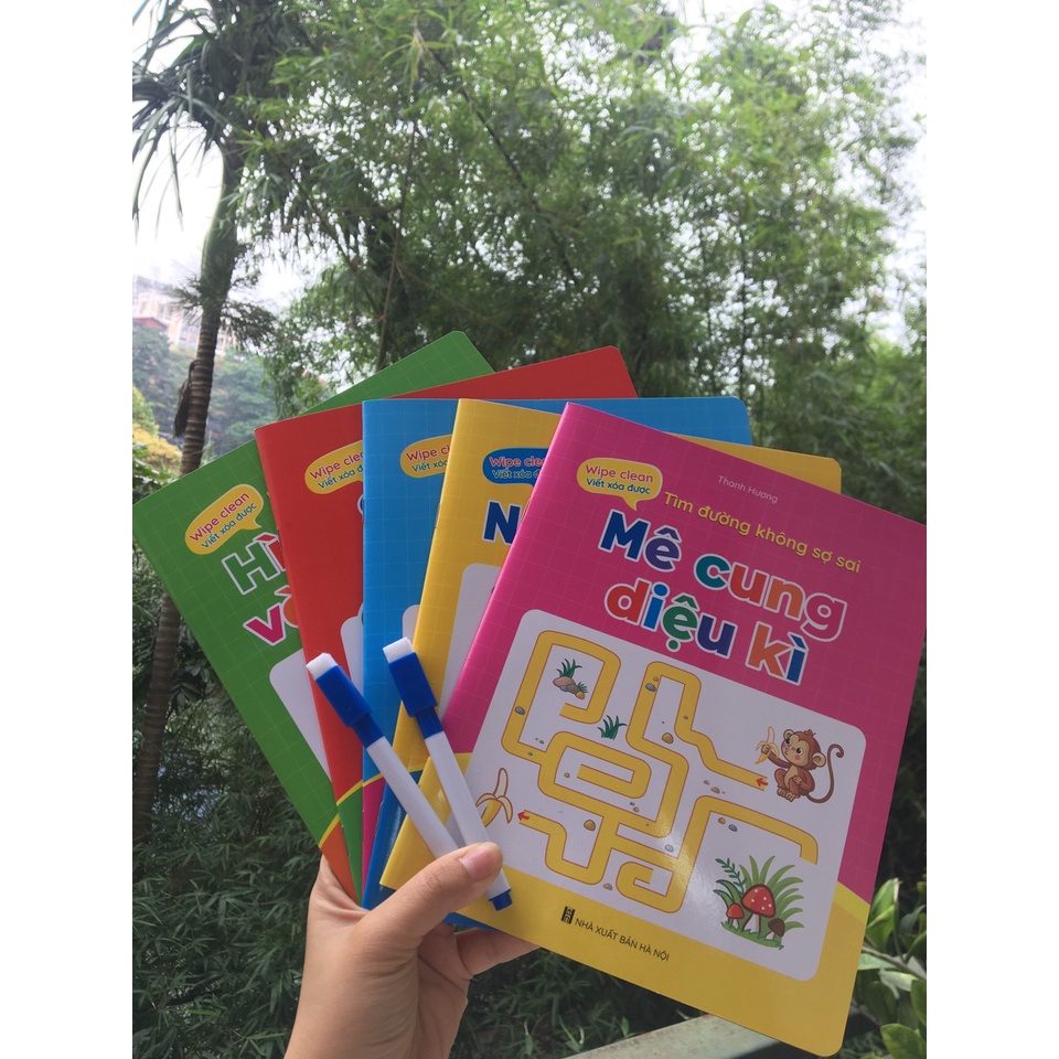 Bộ 5 Sách Luyện Viết Chữ Xóa Được Wipe Clean Tặng Kèm 2 Bút, Luyện Kỹ Năng Cầm Bút - Đánh Vần Tiếng Việt