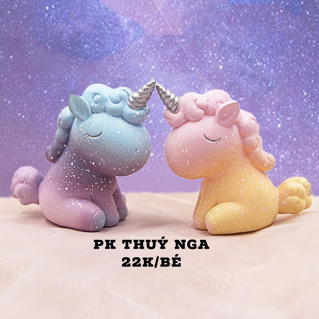 NGỰA PONY MÀU GALAXY TRANG TRÍ BÁNH KEM