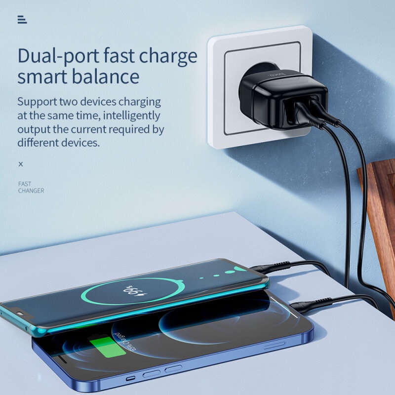 Cốc Sạc Nhanh HOCO C77A Hai Cổng USB Cho iP 5V 2.4A Phích Cắm EU