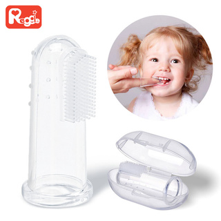 Bàn Chải Đánh Răng Silicone Đeo Ngón Tay Mát Xa Kèm Hộp Đựng Vệ Sinh Cho Bé