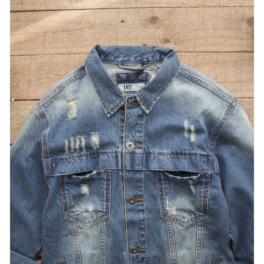 Áo khoác jean, áo bò basic dài tay, denim thời trang năng động trẻ trung LAB - COTTONLAB