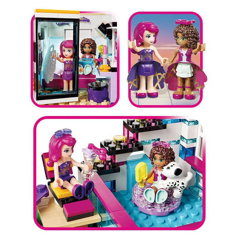 [Hàng Chính Hãng] Bộ Đồ Chơi Xếp Hình SX 3008 Lắp Ráp Kiểu LEGO Friends Biệt Thự Ngôi Sao Livi's Pop Star House 760 PCS