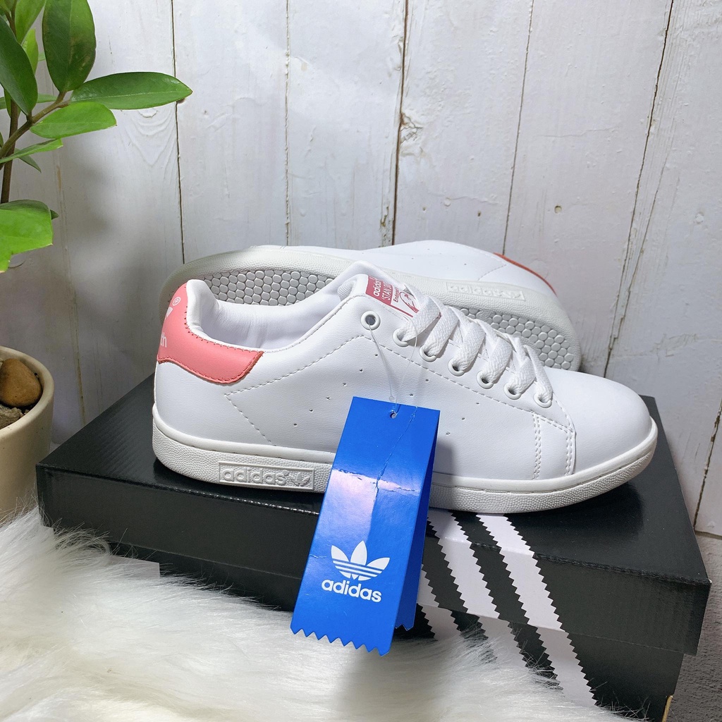 Giày thể thao nữ trắng gót hồng _stan smith_súp pơ- xịn kèm hộp ảnh thật 618
